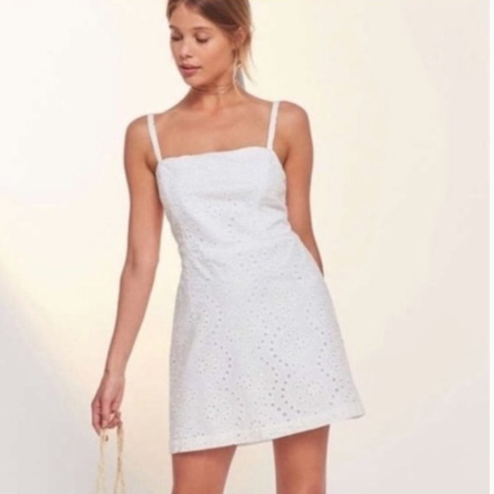 Kimchi Blue Square Neck A-line White Eyelet Dress
